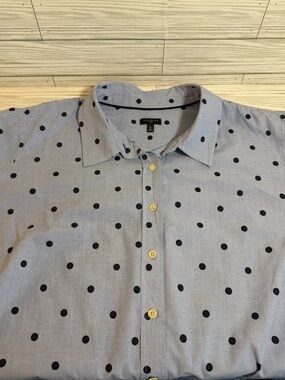 Talbots Plus 3X Blue Polka Dot Button Front Shirt 100% Cotton Classic Blouse